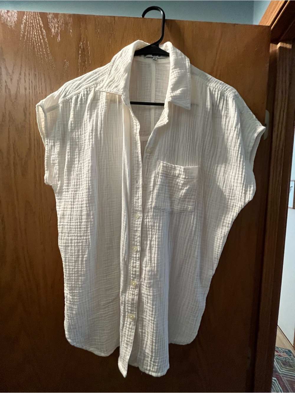Madewell Cream Cotton Short-Sleeve Button-Down Shirt